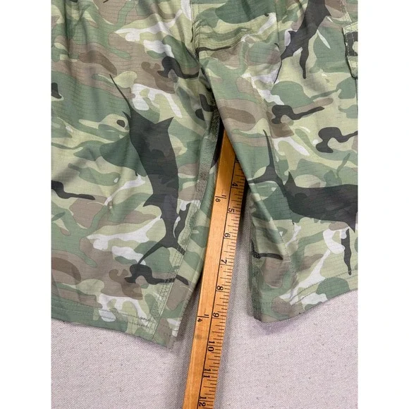 AFTCO Mens 36 Marlin Camo Fishing Cargo Shorts Green Ripstop 6 Pocket - Picture 2 of 8